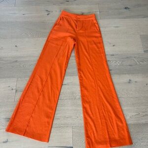 Alice + Olivia Vibrant Orange Wide-Leg linen Pants